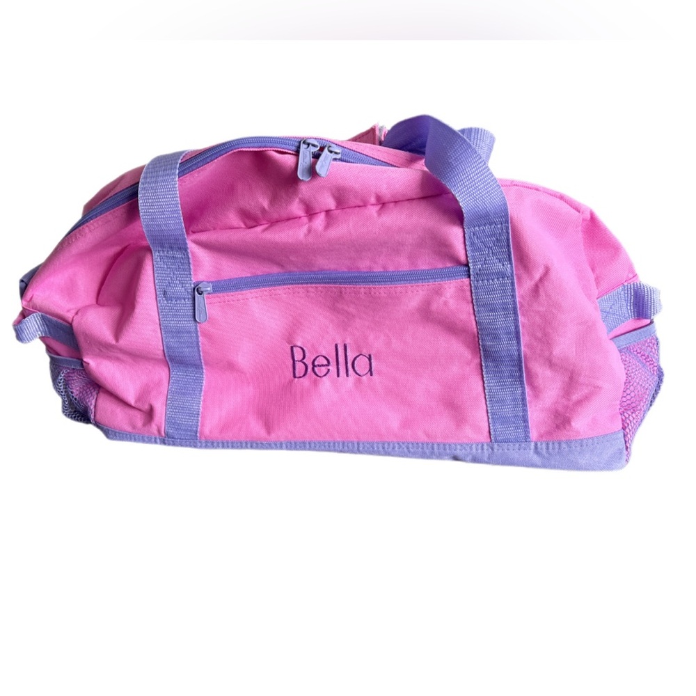 Lillian Vernon Kids’ Duffel Bag – “Bella” Embroidered – Pink & Purple